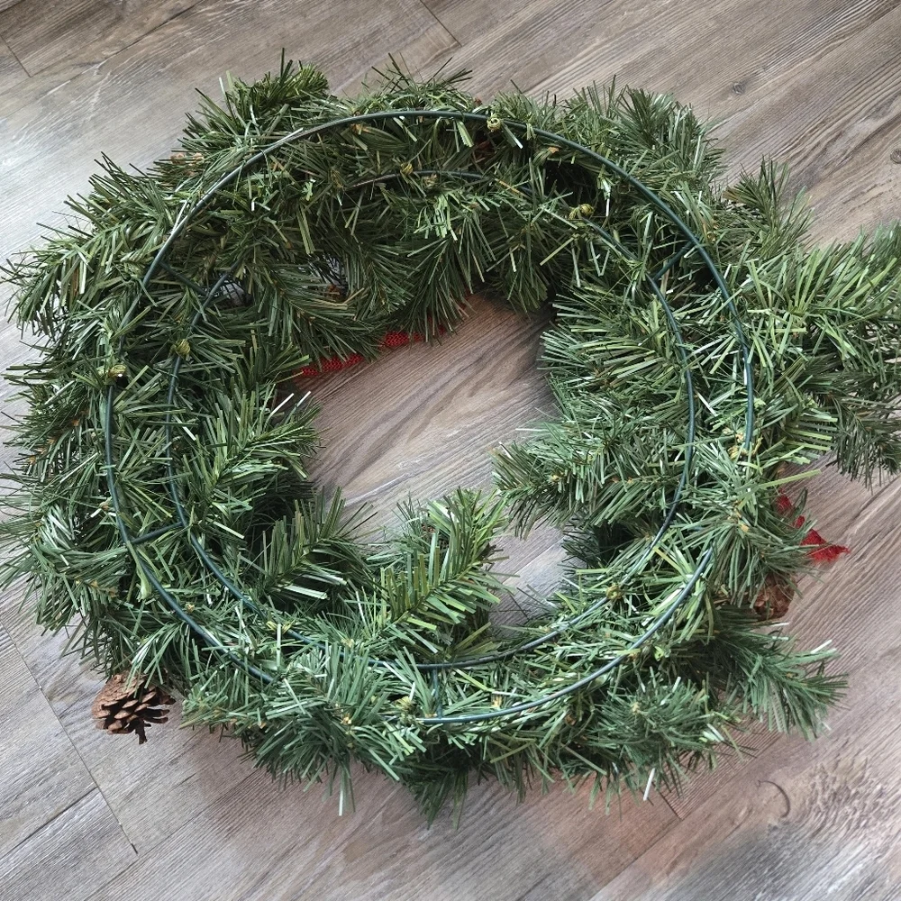 Festive Green Wreath with Red Bow